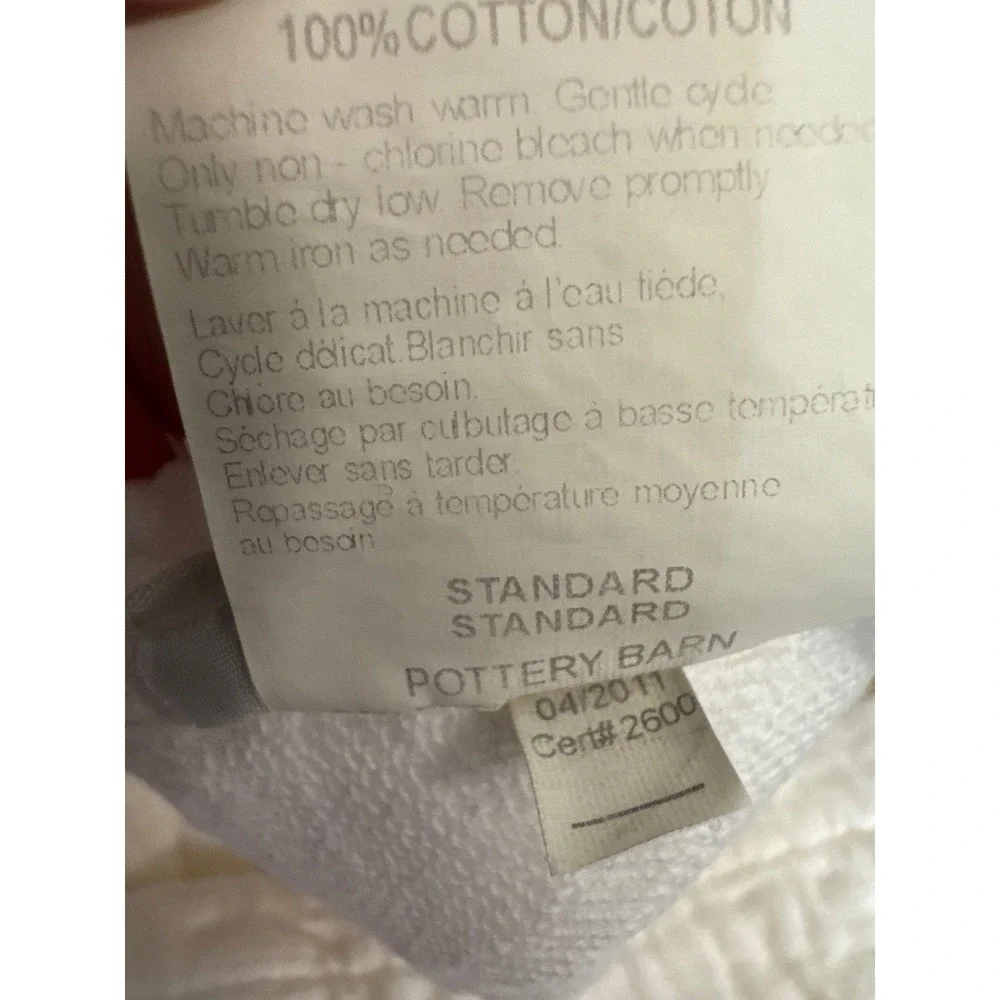 Pottery Barn White Floral Quilted Full Queen Quilt Set 2 Euro 2 Standard Shams
